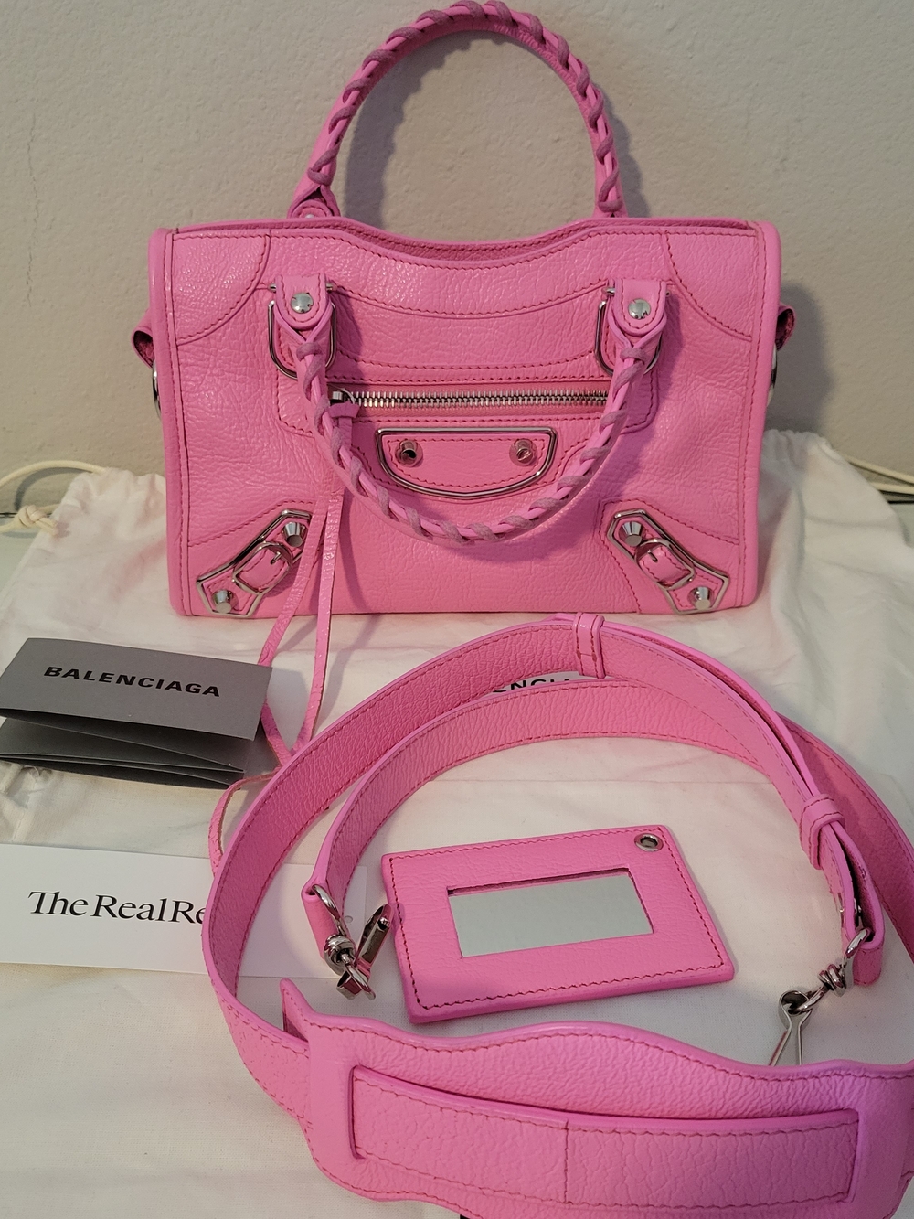 Balenciaga Pink Mini City Leather Satchel